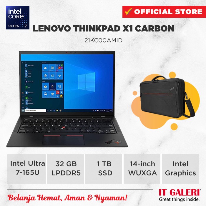 Jual LENOVO THINKPAD X1 CARBON G12 21KC00AMID ULTRA 7-165U/32GB/1TB ...