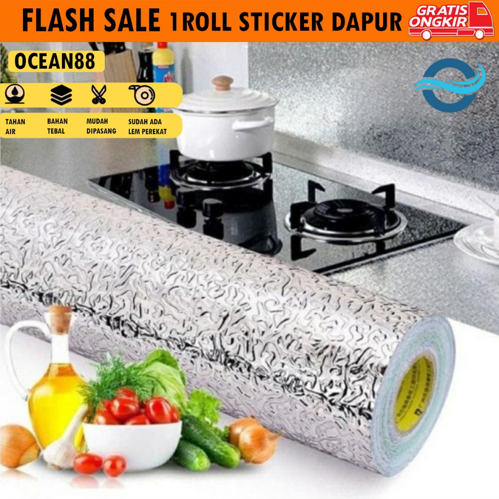 Jual Stiker Dapur PVC Anti Air Anti Minyak 60cm x 3m Motif Marmer Hitam ...