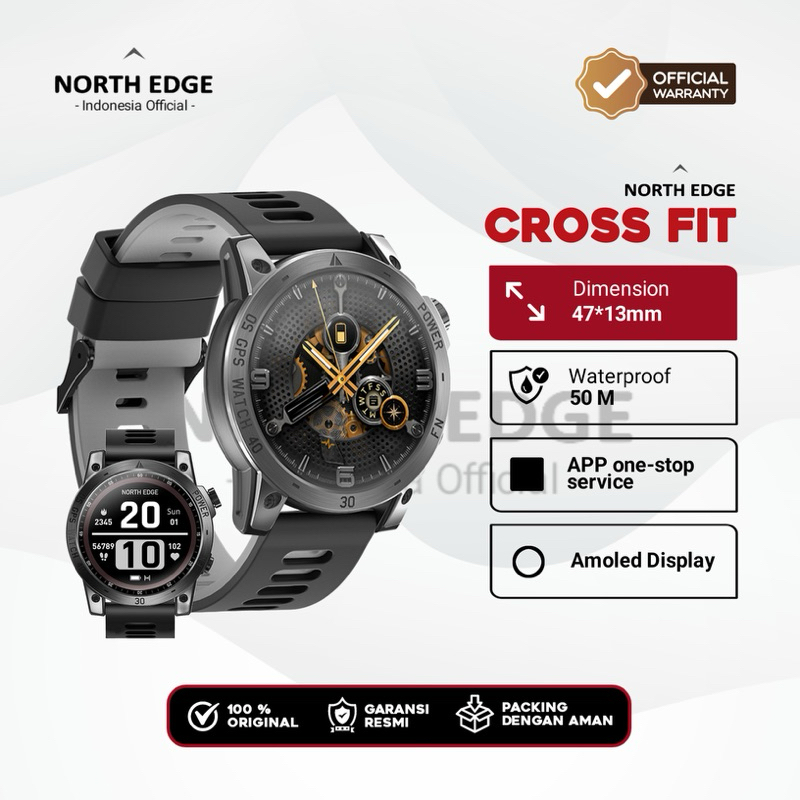 Jual NORTH EDGE CROSS FIT 3 GPS Watches Men Sport Watch 1.43 HD AMOLED ...
