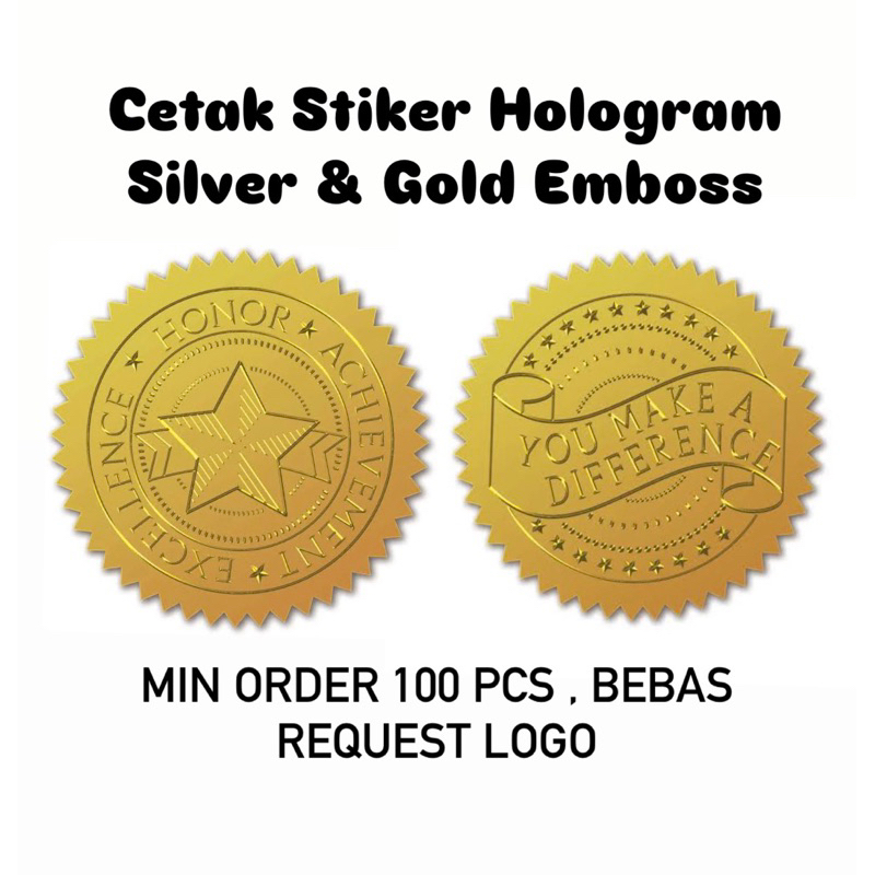 Jual Stiker Hologram Silver & Gold EMBOSS Bisa Request Logo Anda ...