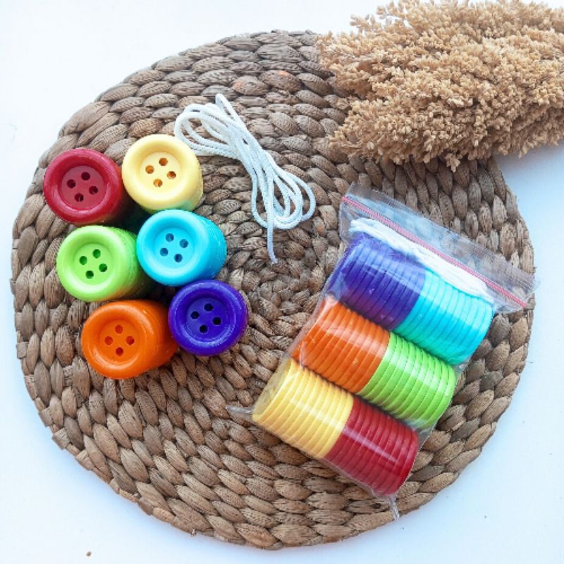 Jual MERONCE KANCING 3,5CM 60PCS FREE TALI MAINAN MONTESSORI | Shopee ...