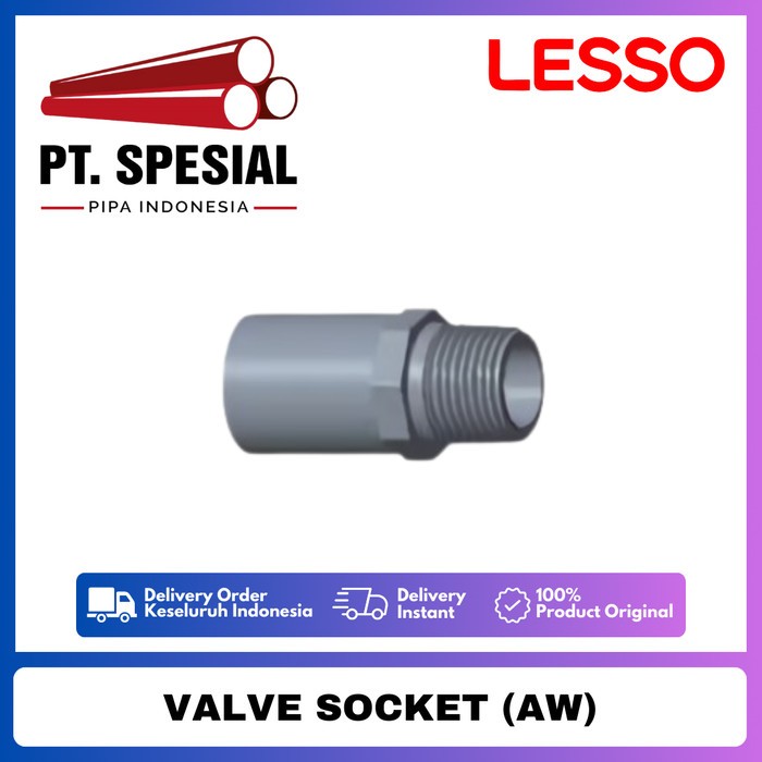 Jual Sock Drat Luar PVC AW Lesso / SDL PVC Lesso / Valve Socket PVC AW ...