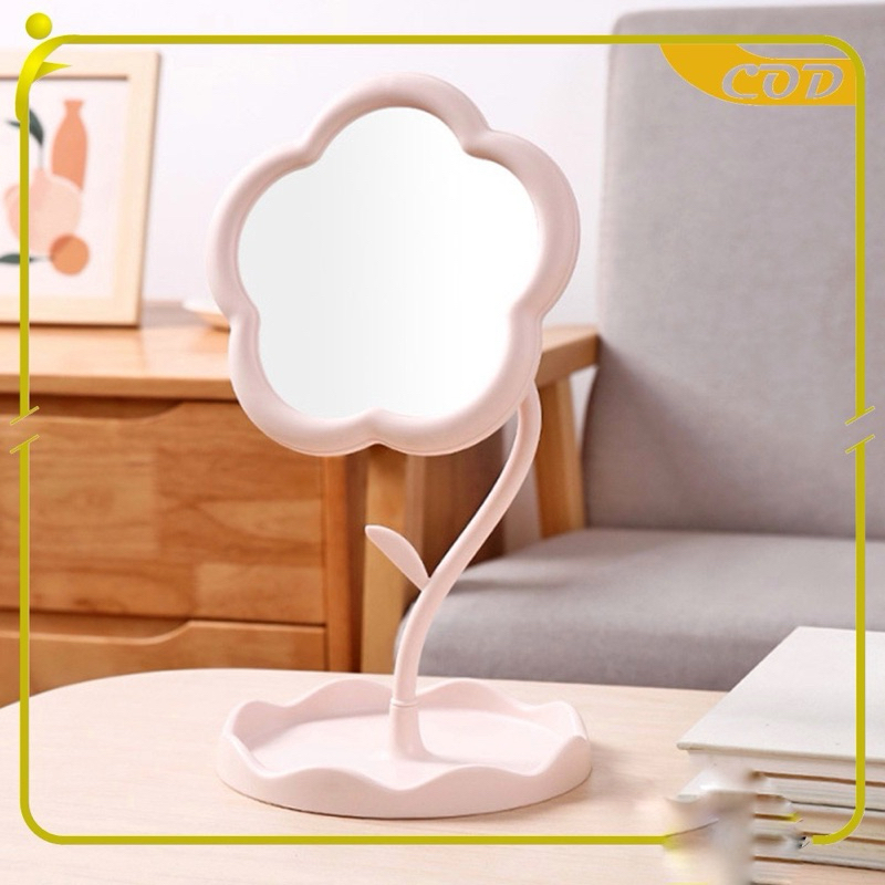Jual Cermin Aesthetic Stand Mirorr Flower Kaca Meja Rias / Cermin Bunga ...