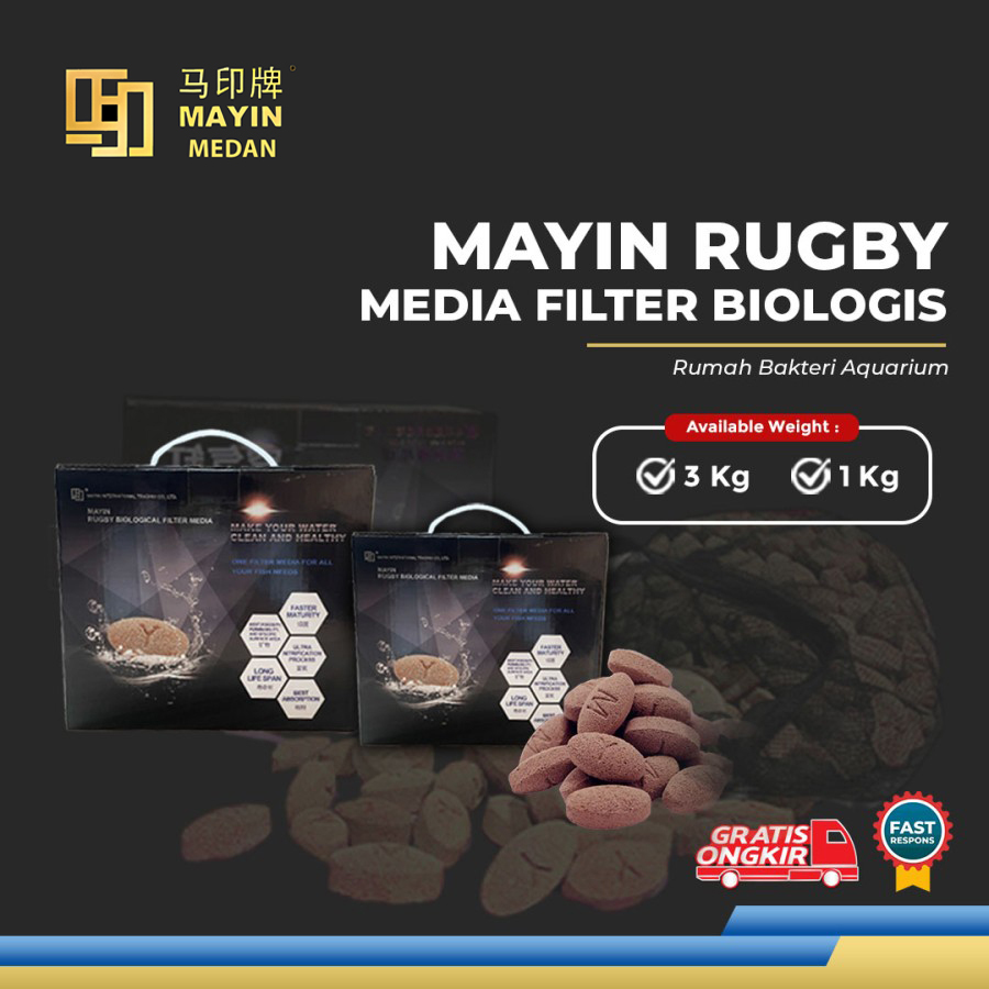Jual MAYIN Rugby Media Filter Biologis Rumah Bakteri Aquarium 1 kg ...