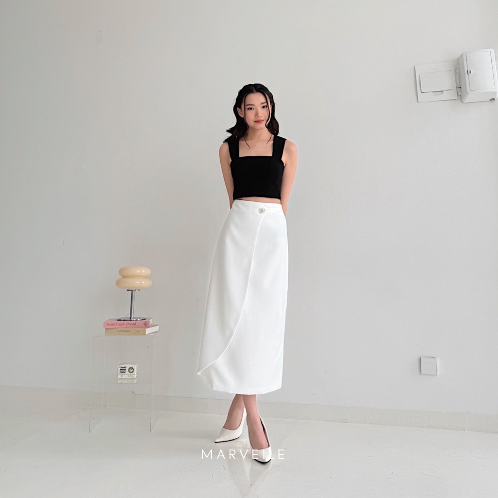 Jual [ Marveile ] Sola Midi Skirt / Rok Midi Wanita | Shopee Indonesia