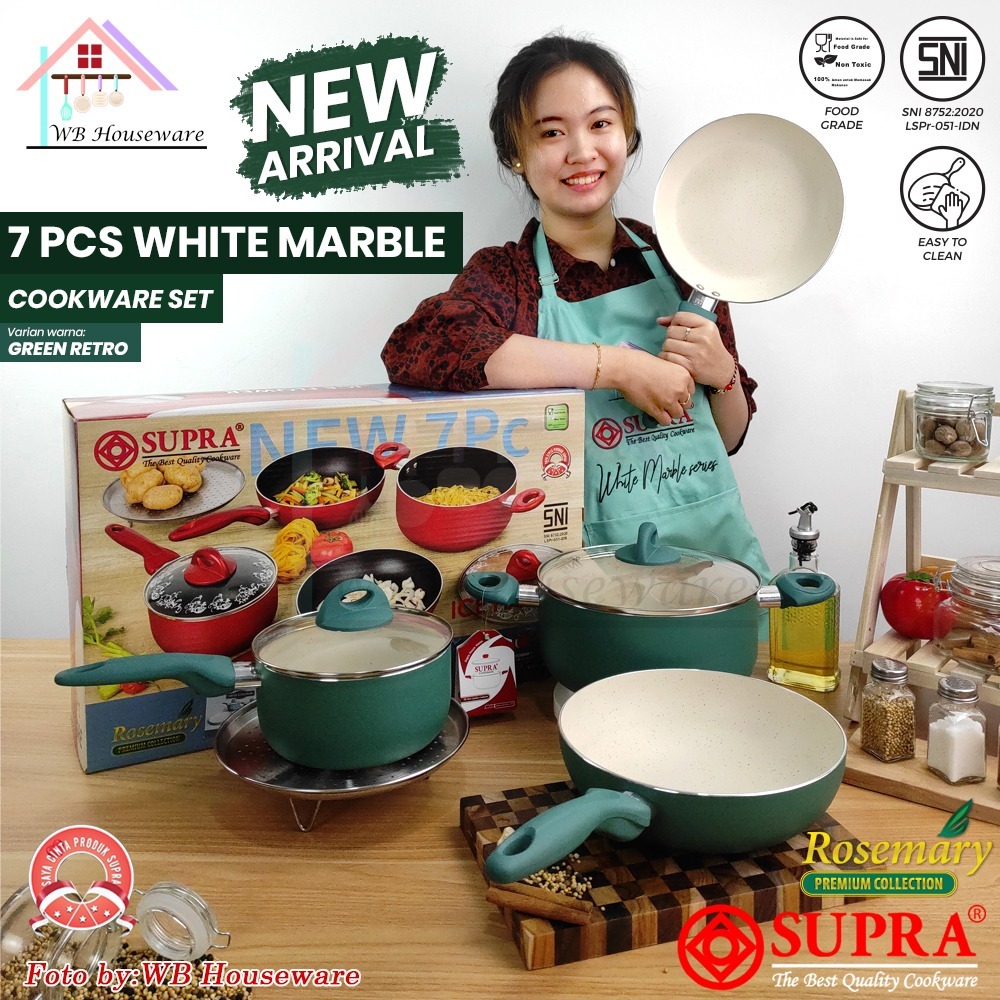 Jual panci set / wajan set / 7pcs cookware SUPRA hijau | Shopee