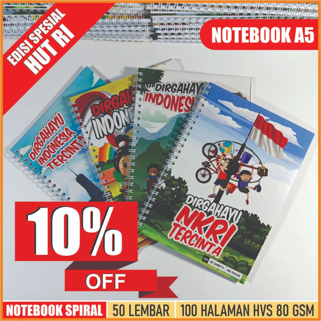 Jual NOTEBOOK SPIRAL A5/BUKU TULIS/Souvenir/Hadiah HUT RI/Varian Jilid ...
