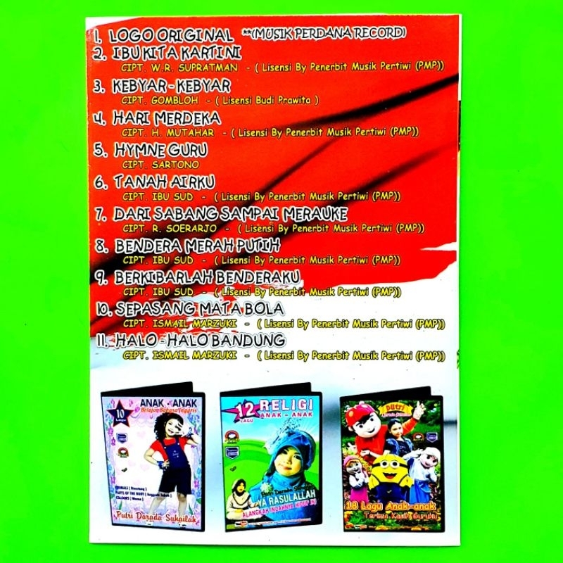 Jual KASET VCD LAGU ANAK SEKOLAH NASIONAL INDONESIA RAYA-LAGU NASIONAL ...