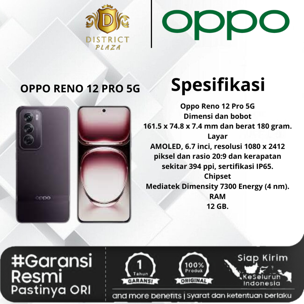 Jual Oppo Reno 12 pro 5G Ram 12Gb Internal 512Gb Bergaransi Resmi ...