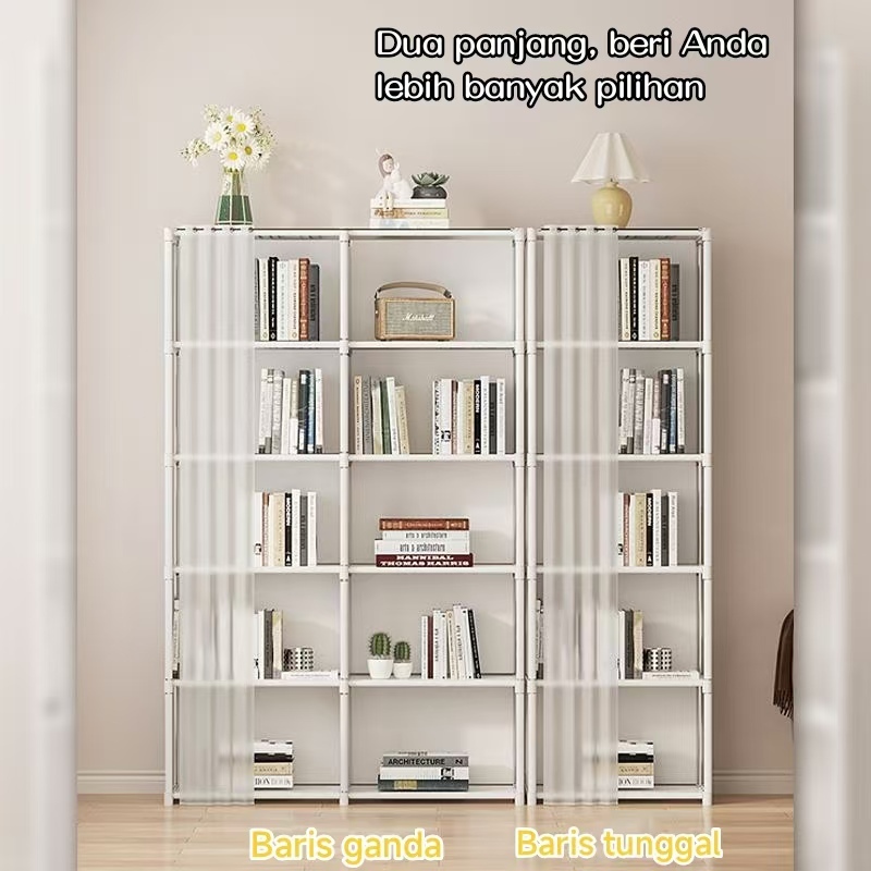 Jual Rak Penyimpanan/Rak Buku Multi -Layer/Lemari Dengan Tirai Tahan ...