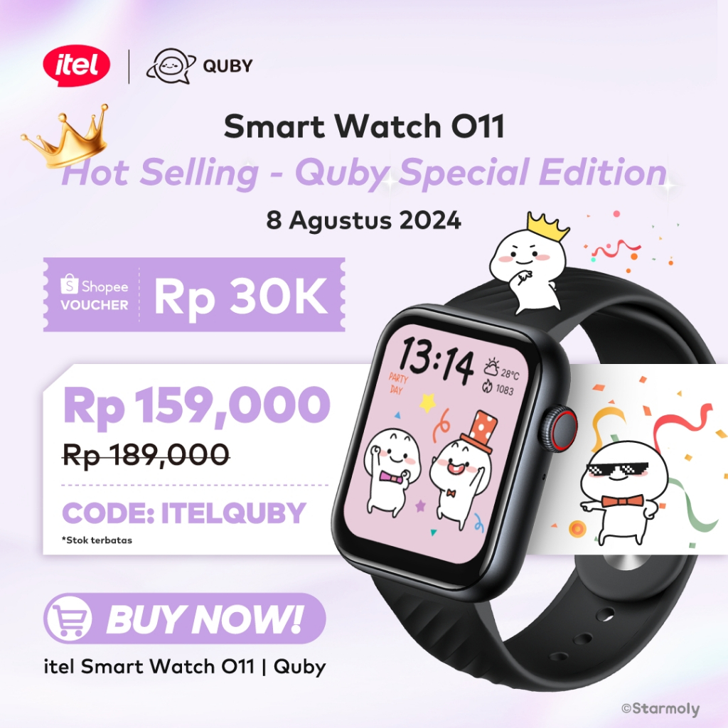 Jual Official itel & Quby Smart Watch O11 3 Active | Tahan Air 5ATM 100 ...