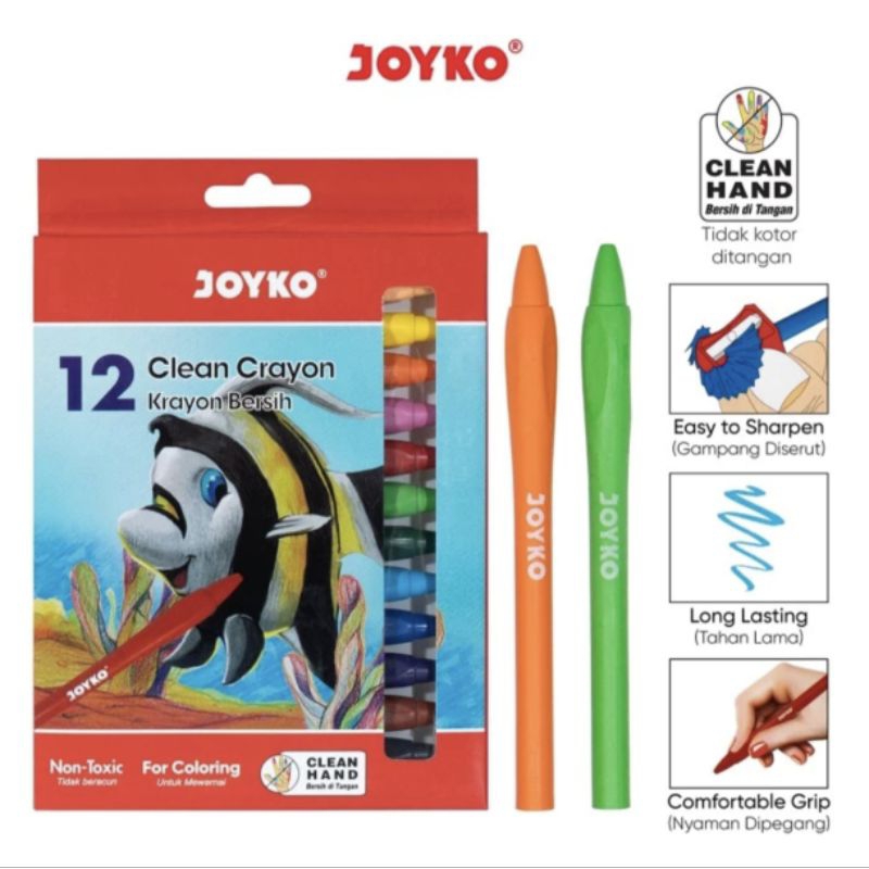 Jual Clean Crayon Joyko CLCR-AB-12 (1set) ERASABLE | Shopee Indonesia