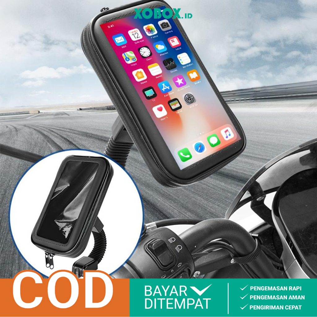 Jual Holder HP Motor Spion Waterproof Case Inchi Dudukan HP Anti