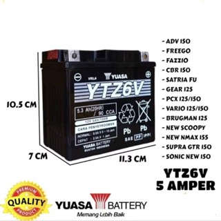 Jual AKI MOTOR HONDA VARIO 125,150,160,PCX150,155,ADV 150 YUASA YTZ6V