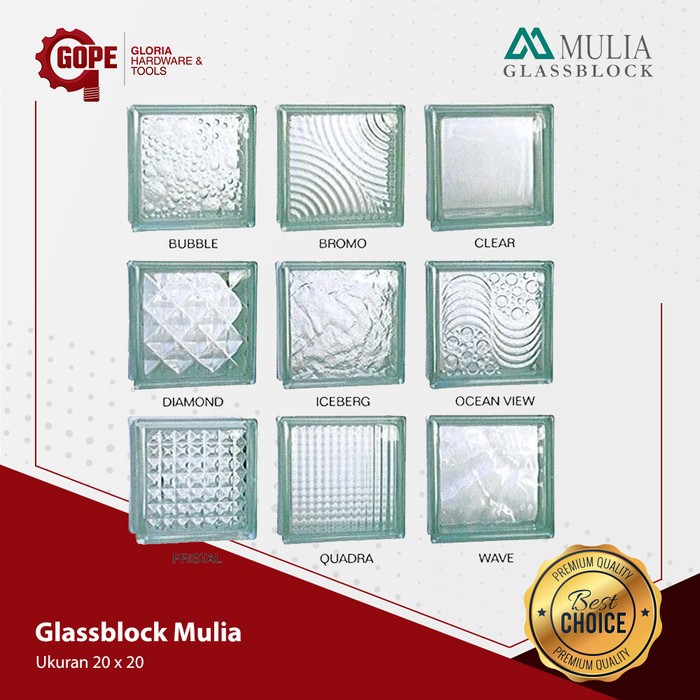 Glassblock Kaca Glass Blok Mulia Ukuran 20 X 20 Cm