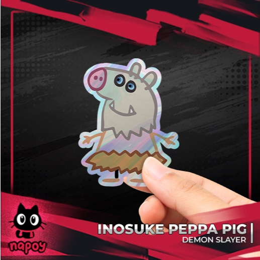 Jual Stiker Hologram Anime Demon Slayer - Inosuke Peppa Pig | Shopee ...