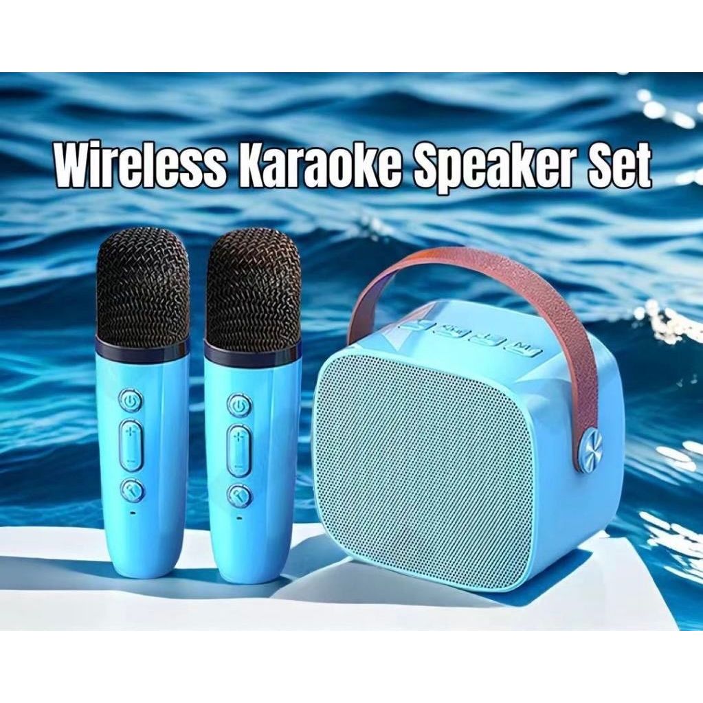 Jual Mic Karaoke Speaker Bluetooth Wireless Microphones Set Double ...