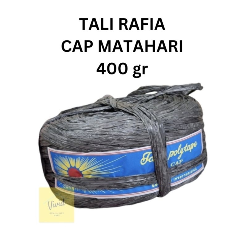 Jual Tali Rafia Polytape Cap Matahari (400 gram) Tali Plastik Hitam ...