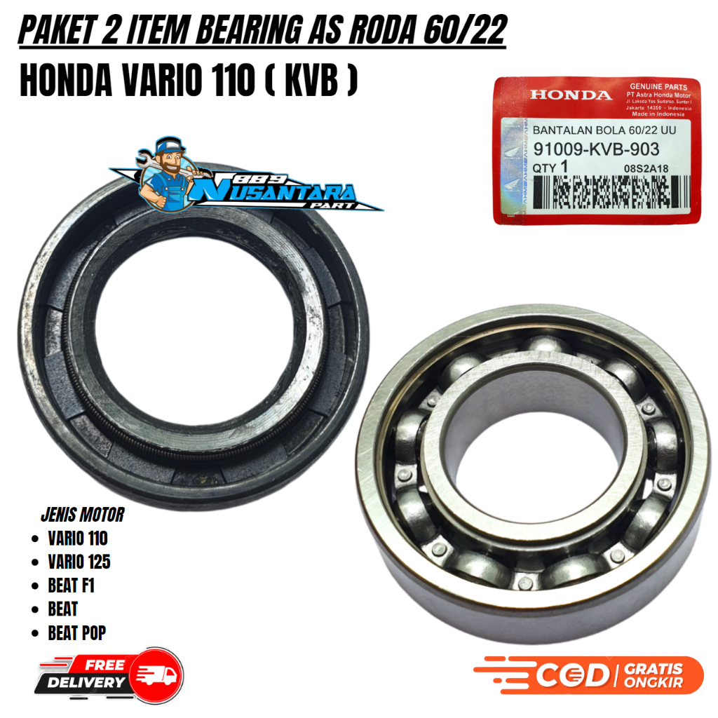 Jual PAKET 2 ITEM BEARING 60/22 + SEAL RODA BELAKANG VARIO 110 / BEAT ...