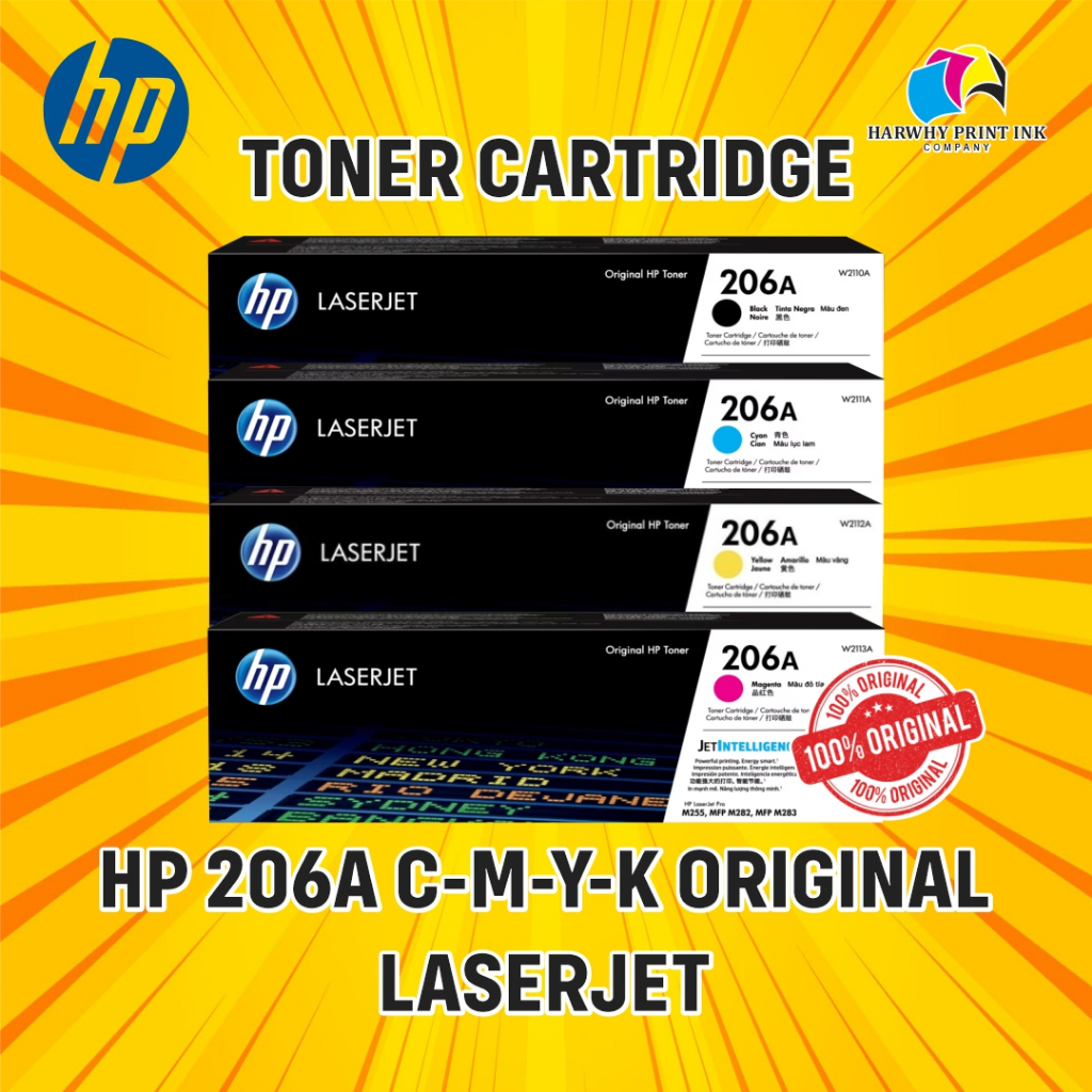 Jual TONER HP 206A BLACK, CYAN, MAGENTA, YELLOW ORIGINAL | Shopee Indonesia
