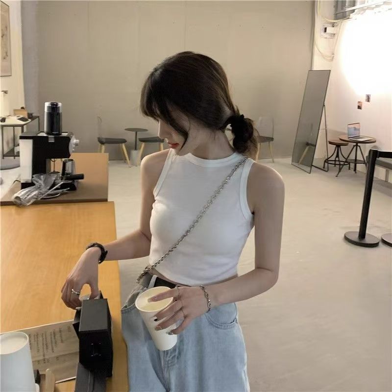 Jual ORA TOP | Ribbed Knit Racer Tank Tanktop Summer Stretch Rib Top ...