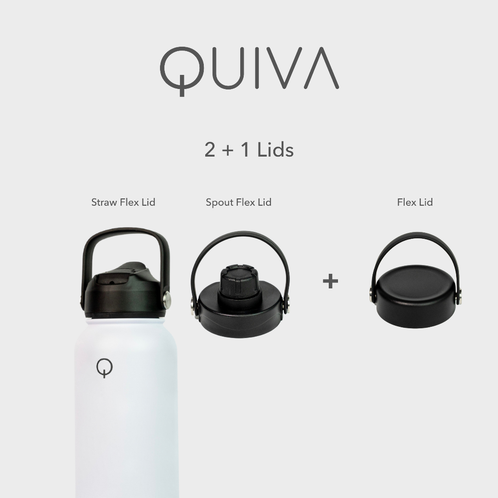 QUIVA Tumbler Vacuum Flask 1L/32oz White Quench Stainless Steel  Double Wall Vacuum Insulated Botol Minum Thermos Tahan Dingin 24 jam Tahan  Panas