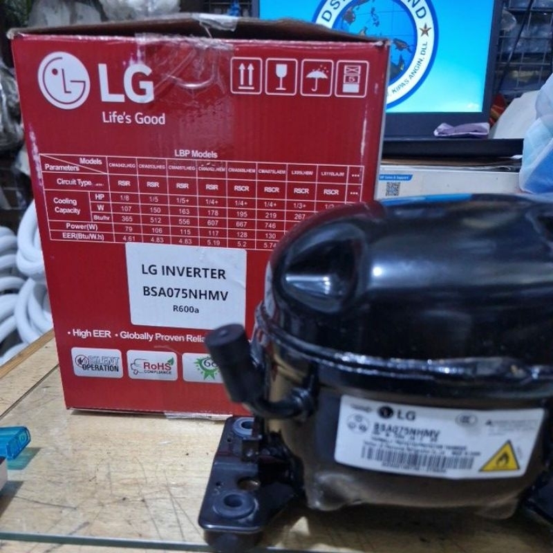 Jual Kompresor kulkas LG INVERTER BSA075NHMV R600a | Shopee Indonesia