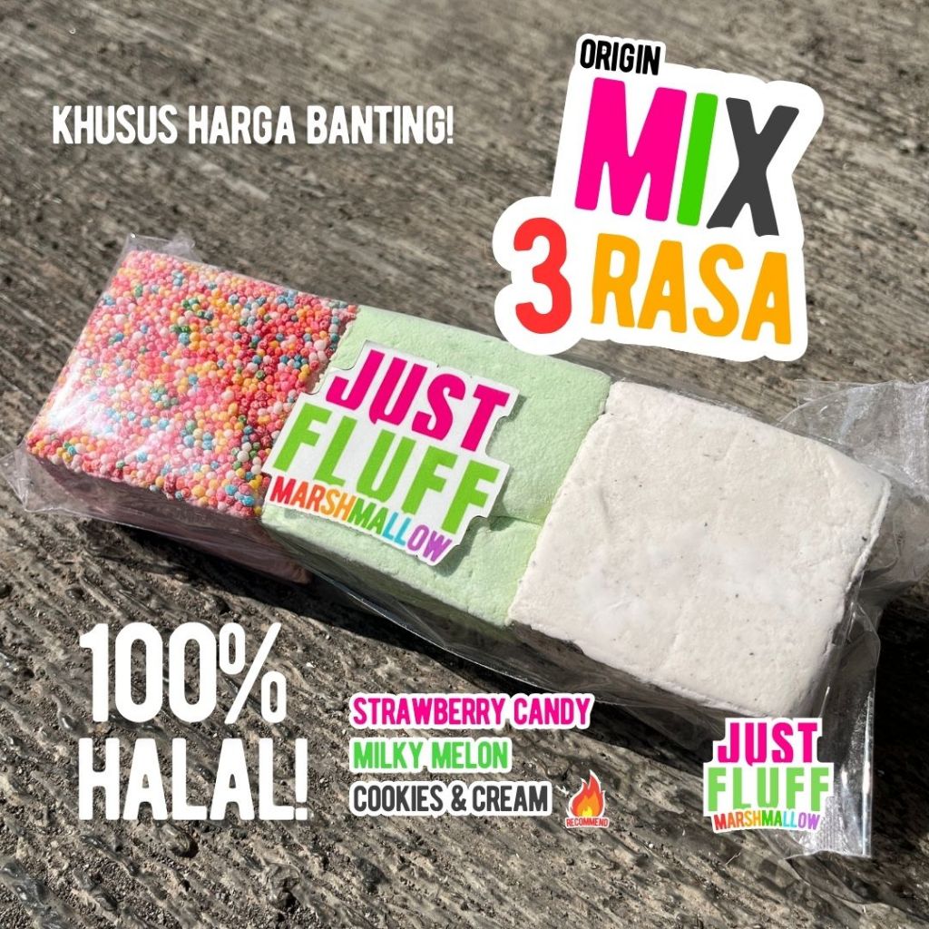 Jual Marshmallow JustFluff MIX ORIGIN [3 KOTAK 3 RASA] [HALAL] JustFluff Marshmallow Shopee