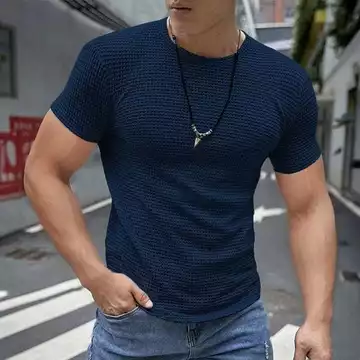 Kaos Polos Premium Waffle Kaos Lengan Pendek Kaos Oblong Pria Wanita Tebaru