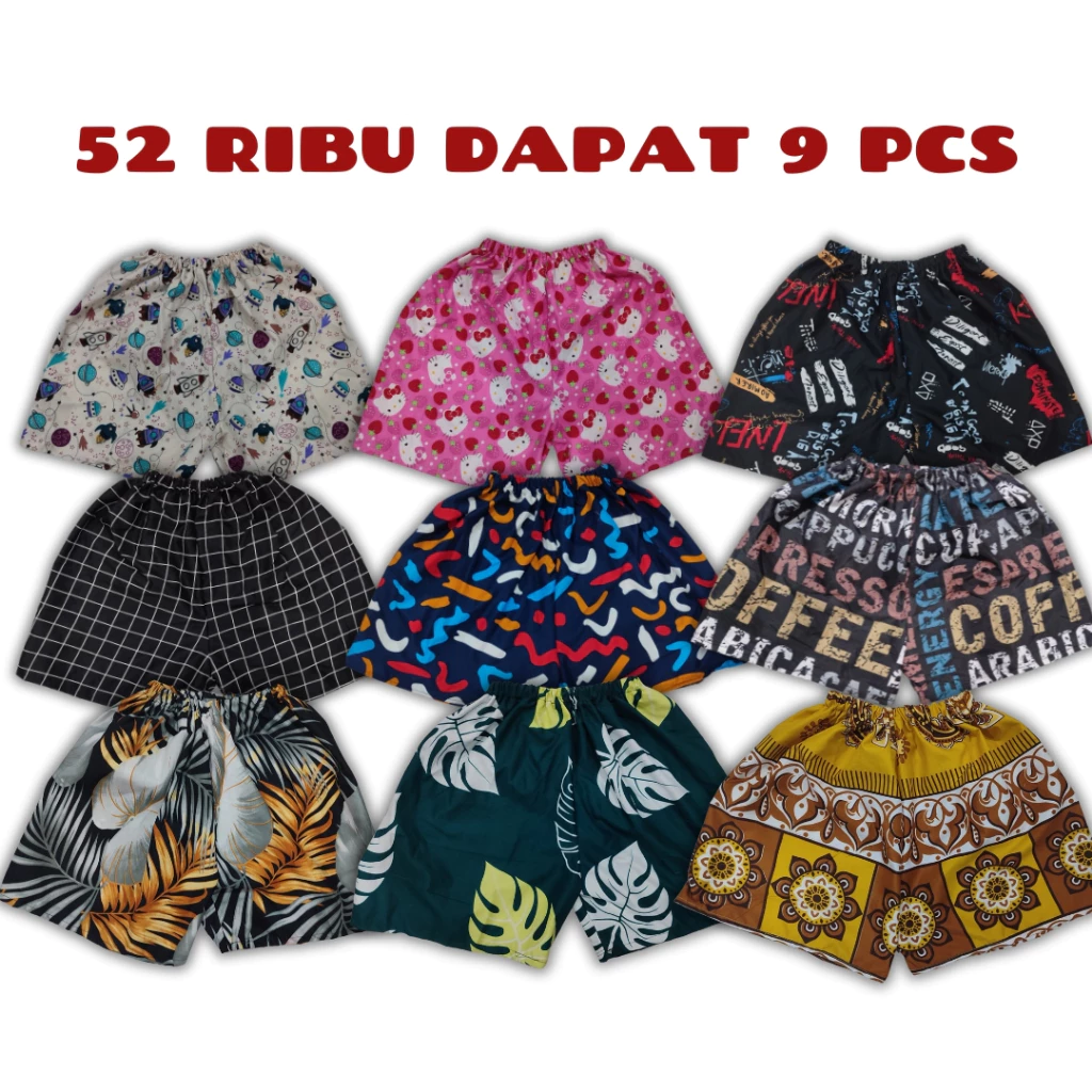 Paket Usaha 9 Pcs Celana Pendek Murah Wanita Laki-Laki | AutoStock