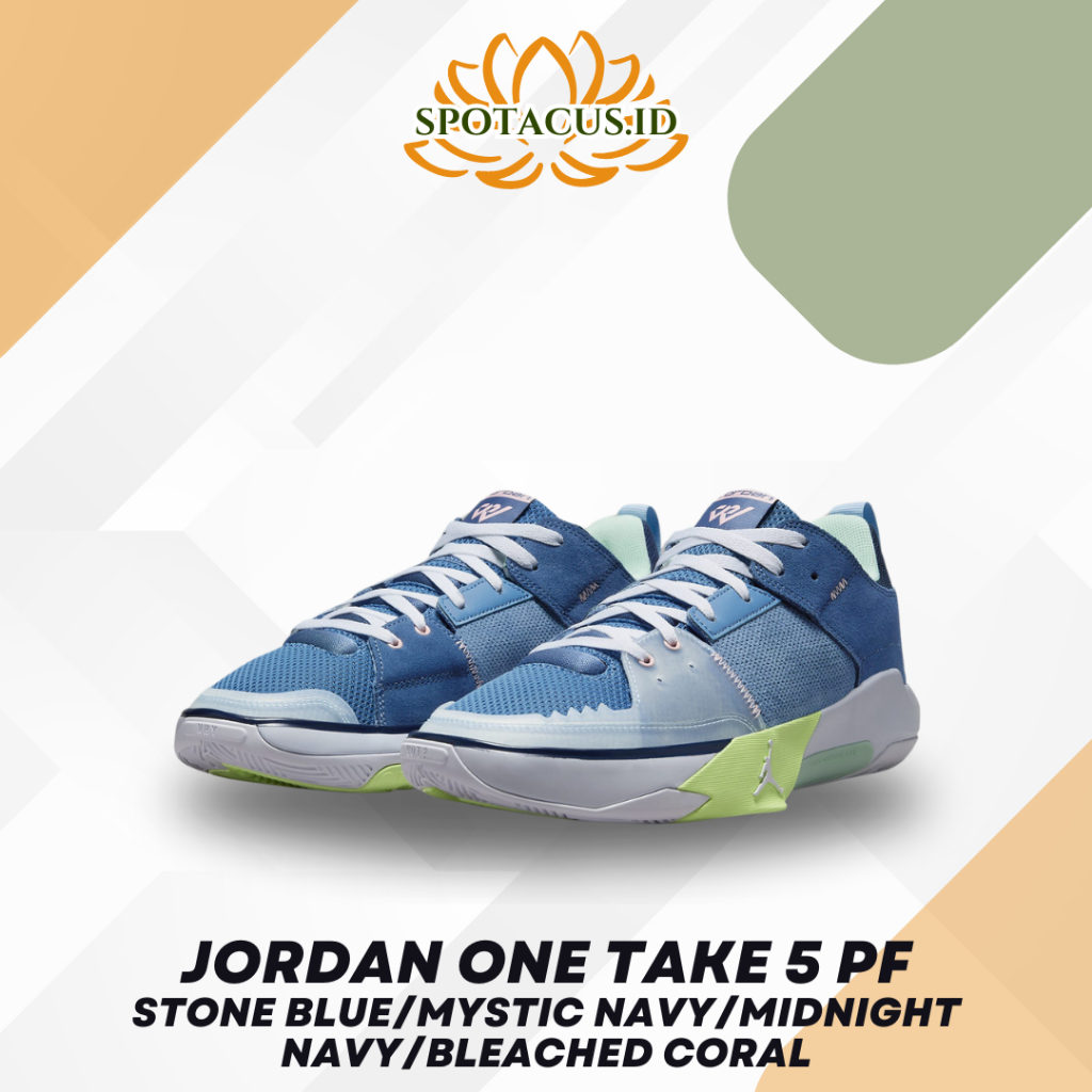 Sepatu Basket Jordan One Take PF Stone Blue/Mystic Navy/Midnight  Navy/Bleached Coral (FD2336-400)
