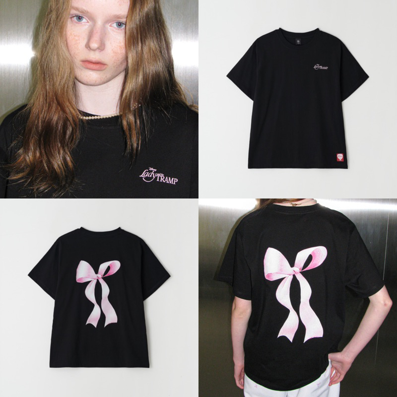 ◆RONRON◆ BIG CRAYON RIBBON BASIC FIT T SHIRT WHITE 3 RIBBON BASIC FIT T SHIRT WHITE - RONRON 론론
