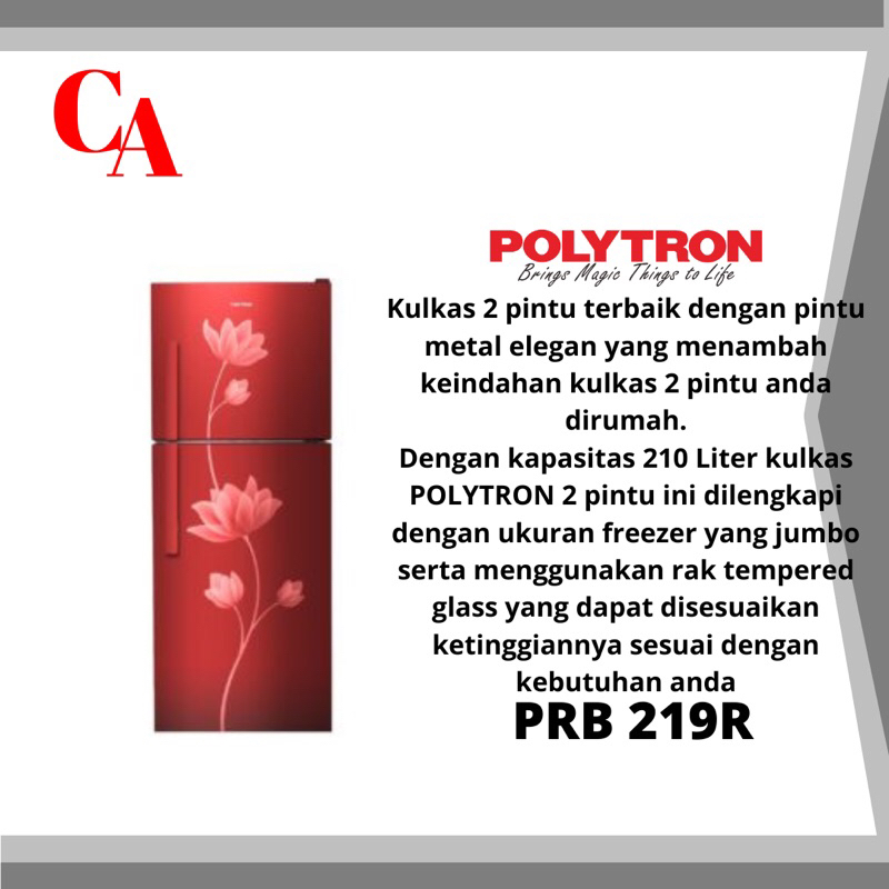 Jual POLYTRON kulkas 2 pintu metallic 210 liter PRB 219R PRB 219 R ...