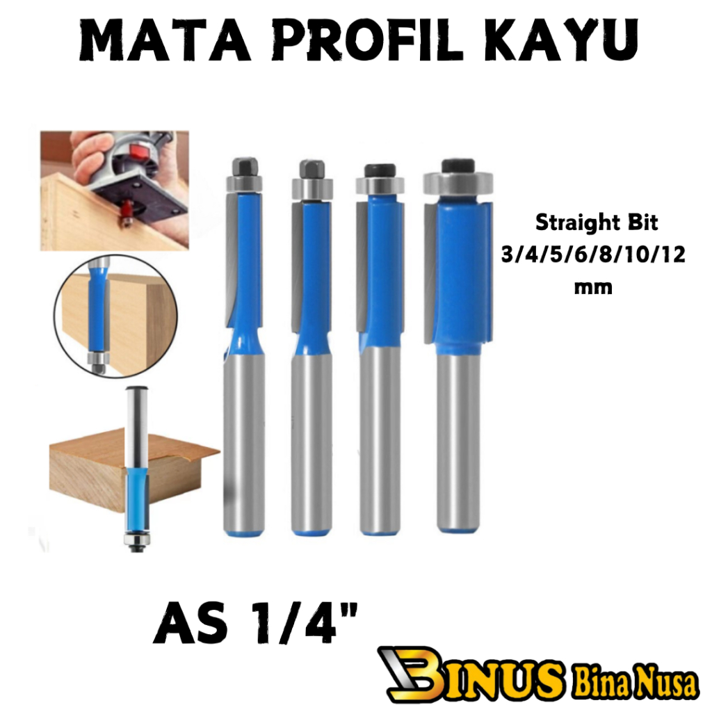 Jual Mata Profil Kayu Straight Bit 1/4