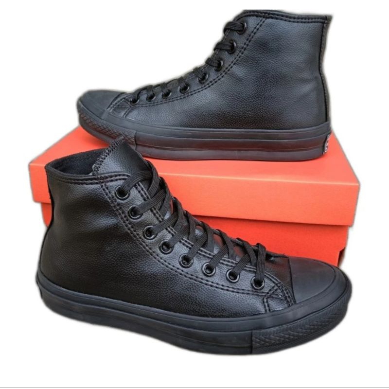 Sepatu Converse Allstar Kulit Boots Full Hitam Grade Ori Terlaris Sepatu  pria wanita shoes