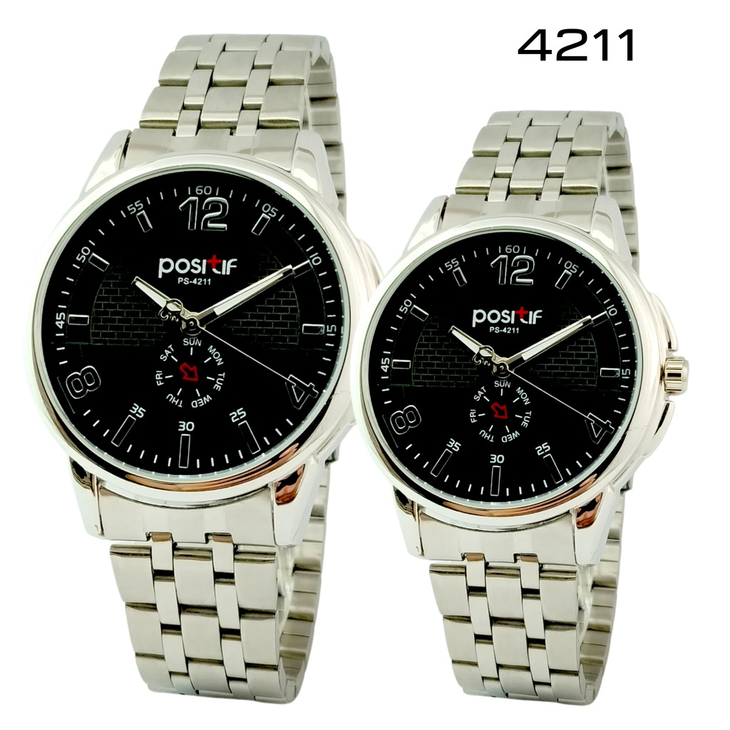 Positif Jam Tangan Rante Putih Couple Original 100% Mesin Baterai Ori  Jepang