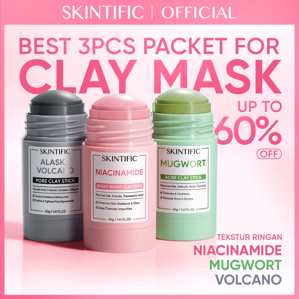 Jual Official Ready Stock Skintific Clay Mask Stick Kit