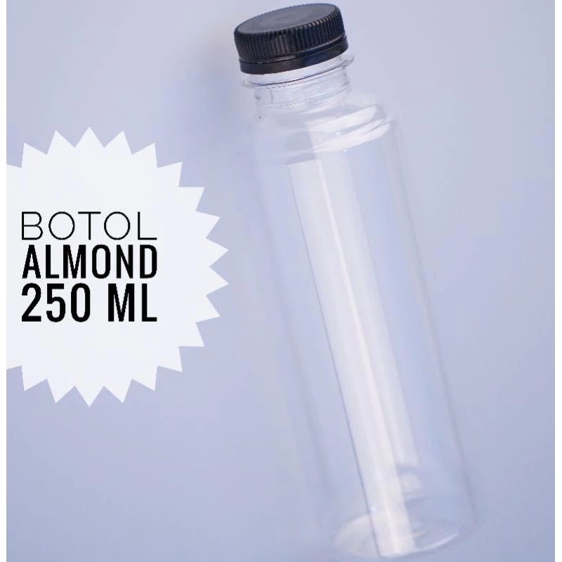 Jual BOTOL minum almond 250ml paket 100pcs || Botol dan tutup Gratis ...