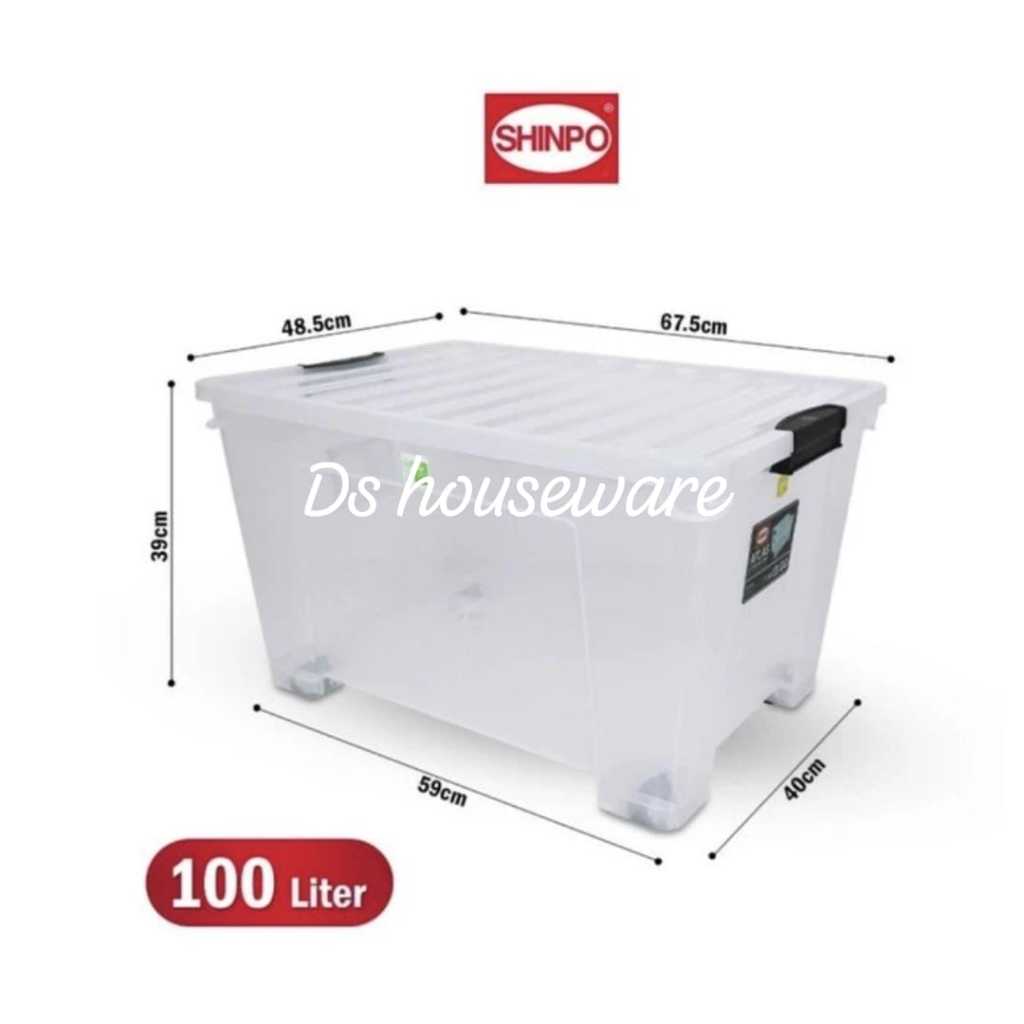 Jual Container Box bening + roda Atlas 100liter 102 CB100 Shinpo Kotak ...