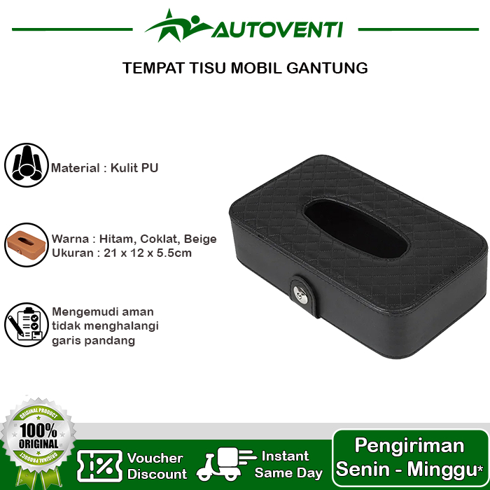 Tempat Tisu Mobil Gantung / Kotak Tissue Kulit Mobil
