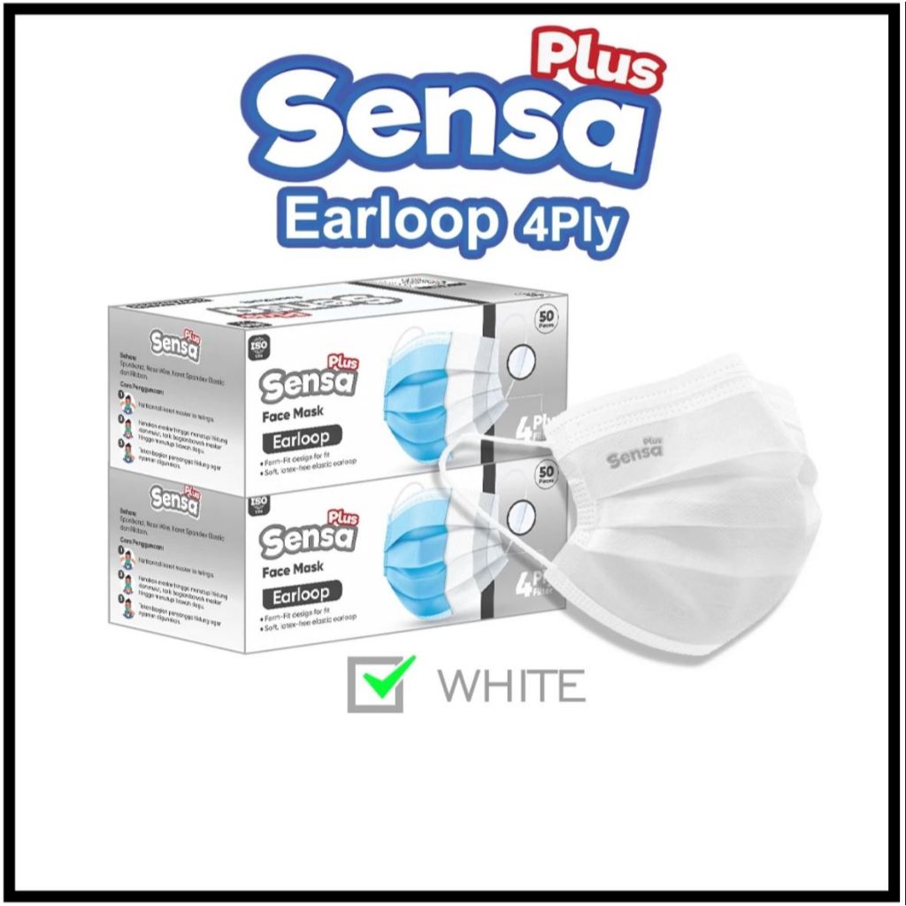 Jual Masker Sensa Plus 4Ply Masker 4Ply Earloop Sensa Plus 1Box Isi ...