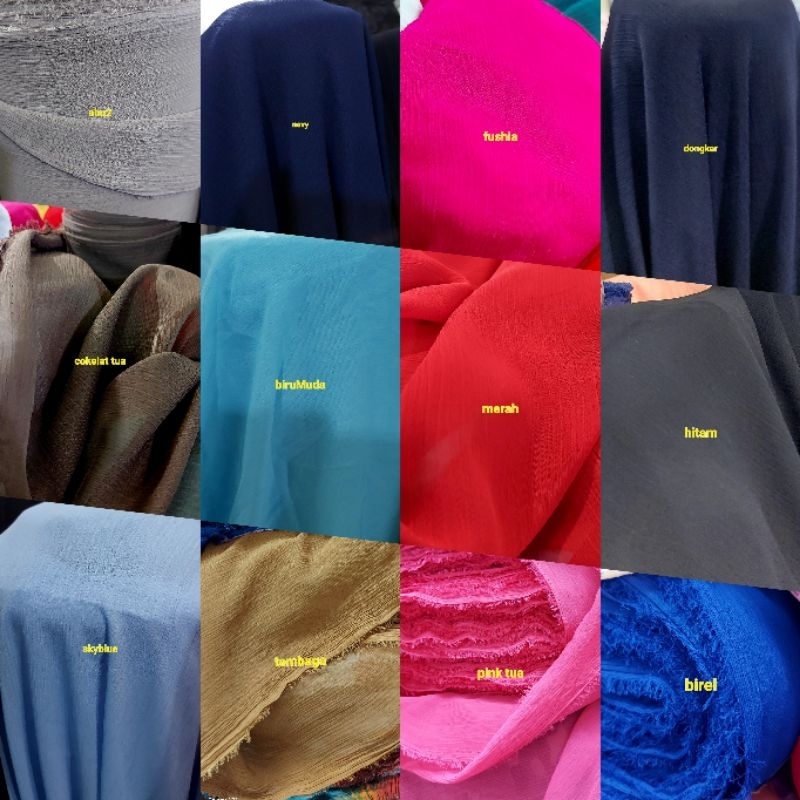 Jual Kain Chiffon kringkle polos/bahan sifon lurex shifon yoryu harga ...