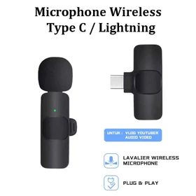 Mic Clip On Microphone Wireless Portabel Type C Lightning Android Iphone Konektor Wireless