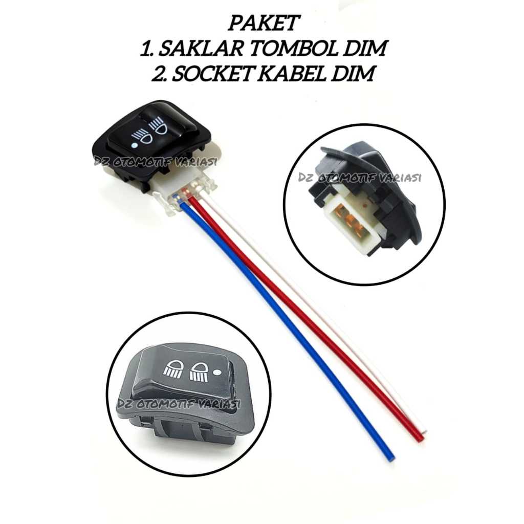 Jual Tombol saklar Dim On Off 3 Fungsi + Socket Kabel Kualitas Top ...