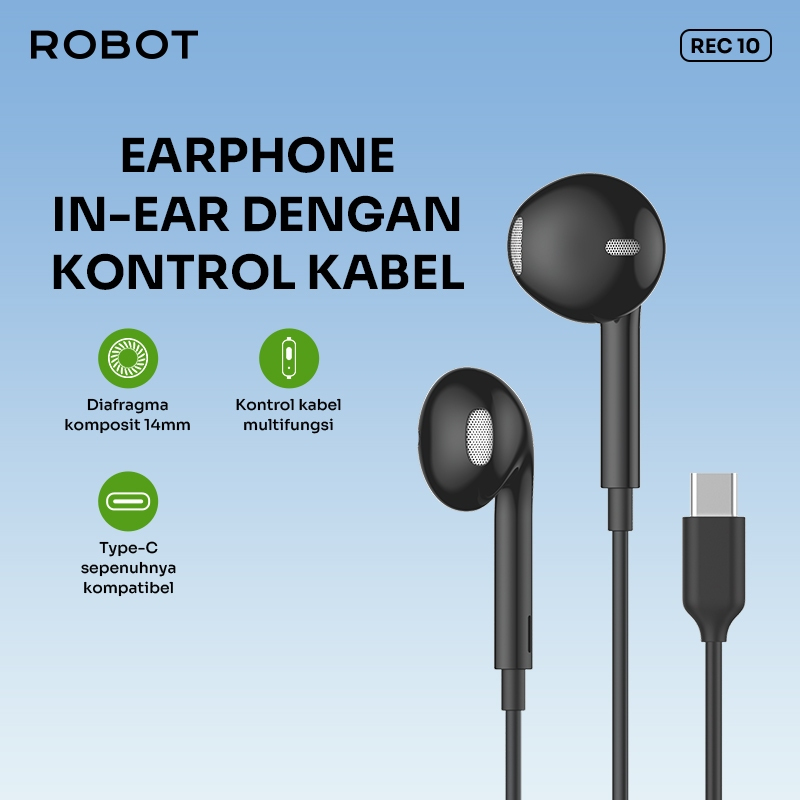 Jual ROBOT REC 10E Handsfree/Headset Type-C Wired 1.2m | Shopee Indonesia