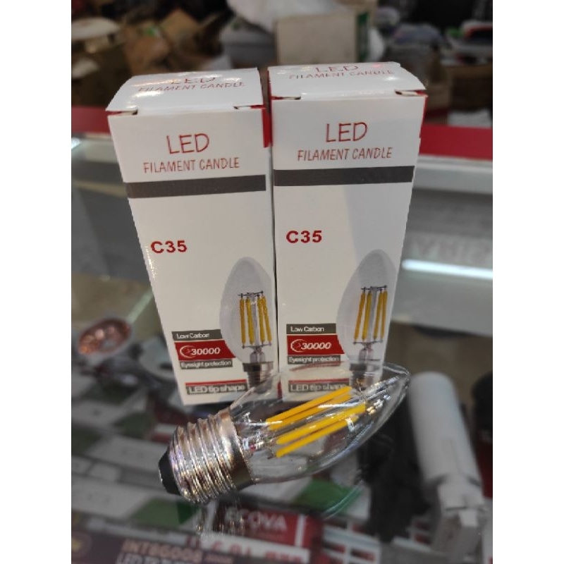 Jual LAMPU FILAMENT CANDLE LED C35 LAMPU HIAS 2W 4W E14 E27 TIP SHAPE ...