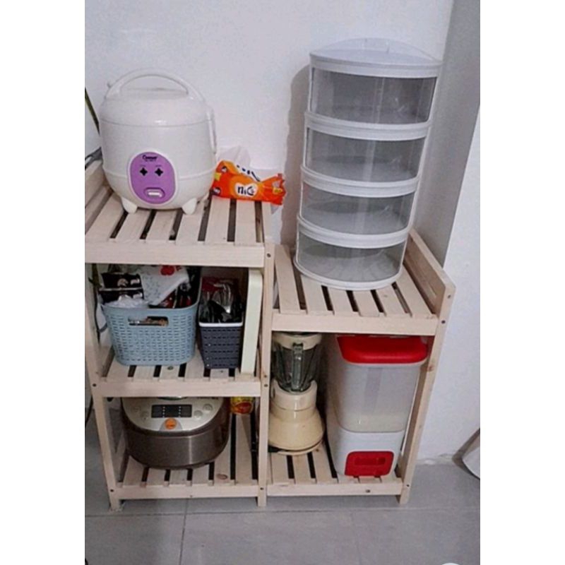 Jual Rak Kayu Rice Cooker Magicom Dispenser Rak dapur serbaguna ...