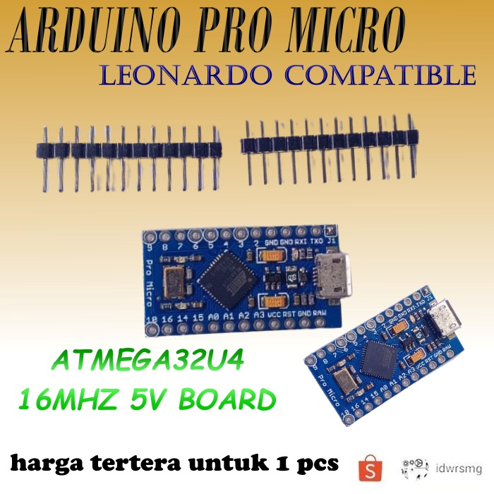 Jual ARDUINO PRO MICRO LEONARDO COMPATIBLE ATMEGA32U4 16MHZ 5V BOARD 