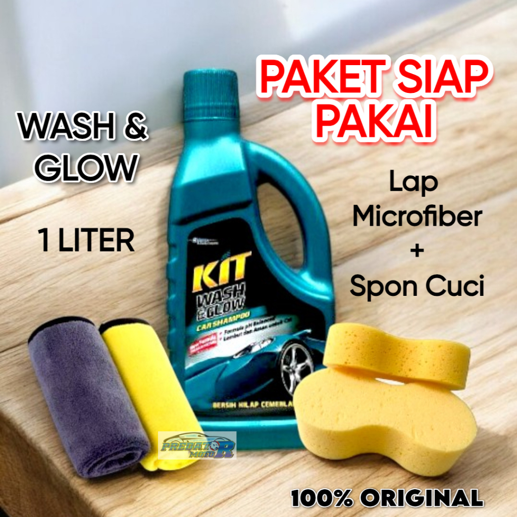 Jual KIT WASH AND GLOW PAKET SIAP PAKAI SHAMPOO CUCI MOBIL MOTOR LEMBUT ...