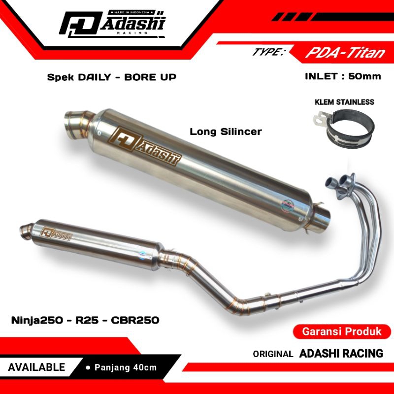 Jual Knalpot Racing Full Set System Silincer 40cm Ninja250 CBR250 R25 ...